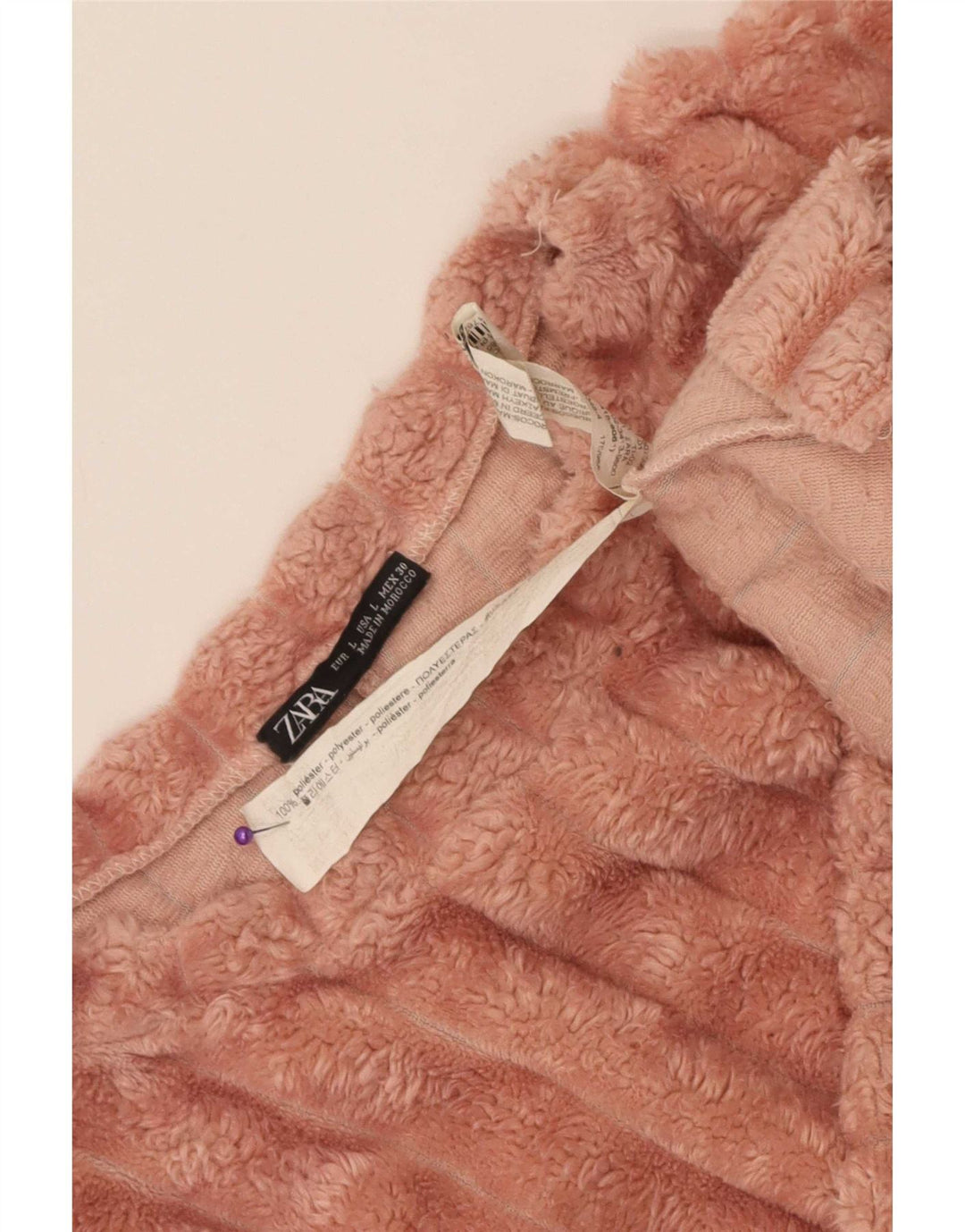 Damski sweter typu Crop Oversize Zara UK 16, duży, różowy poliester