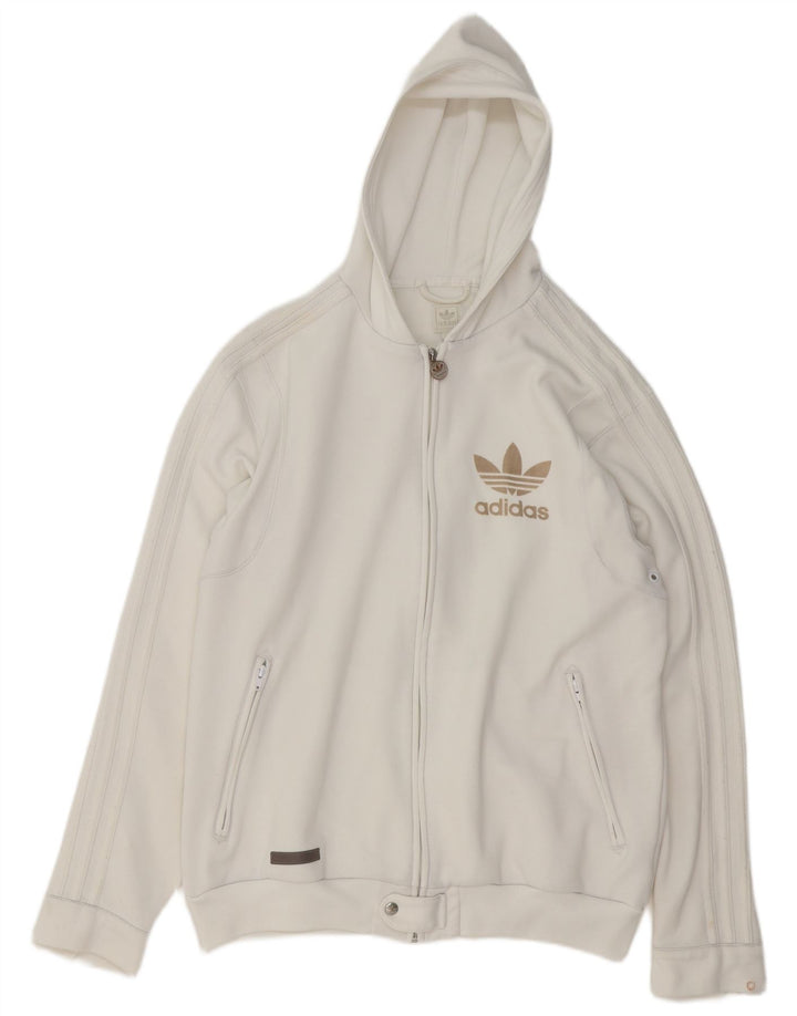 Adidas Męski sweter z kapturem i zamkiem błyskawicznym XL Biały poliester