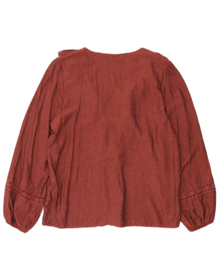 Damska bluzka oversize z falbaną z przodu Zara Top UK 10 Small Red Viscose