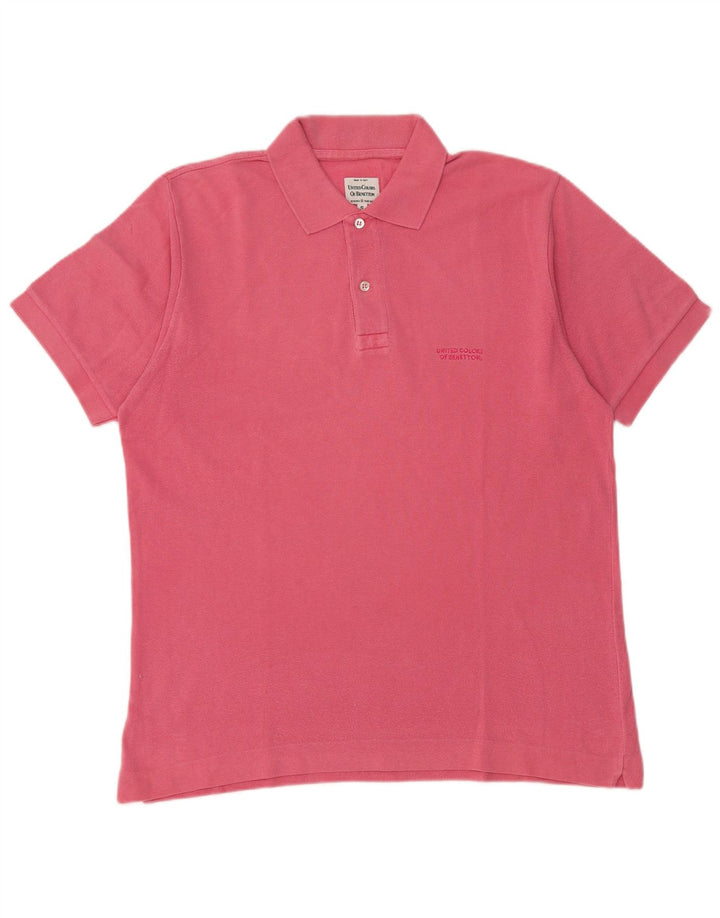 Męska koszulka polo Benetton, mała, różowa, bawełniana