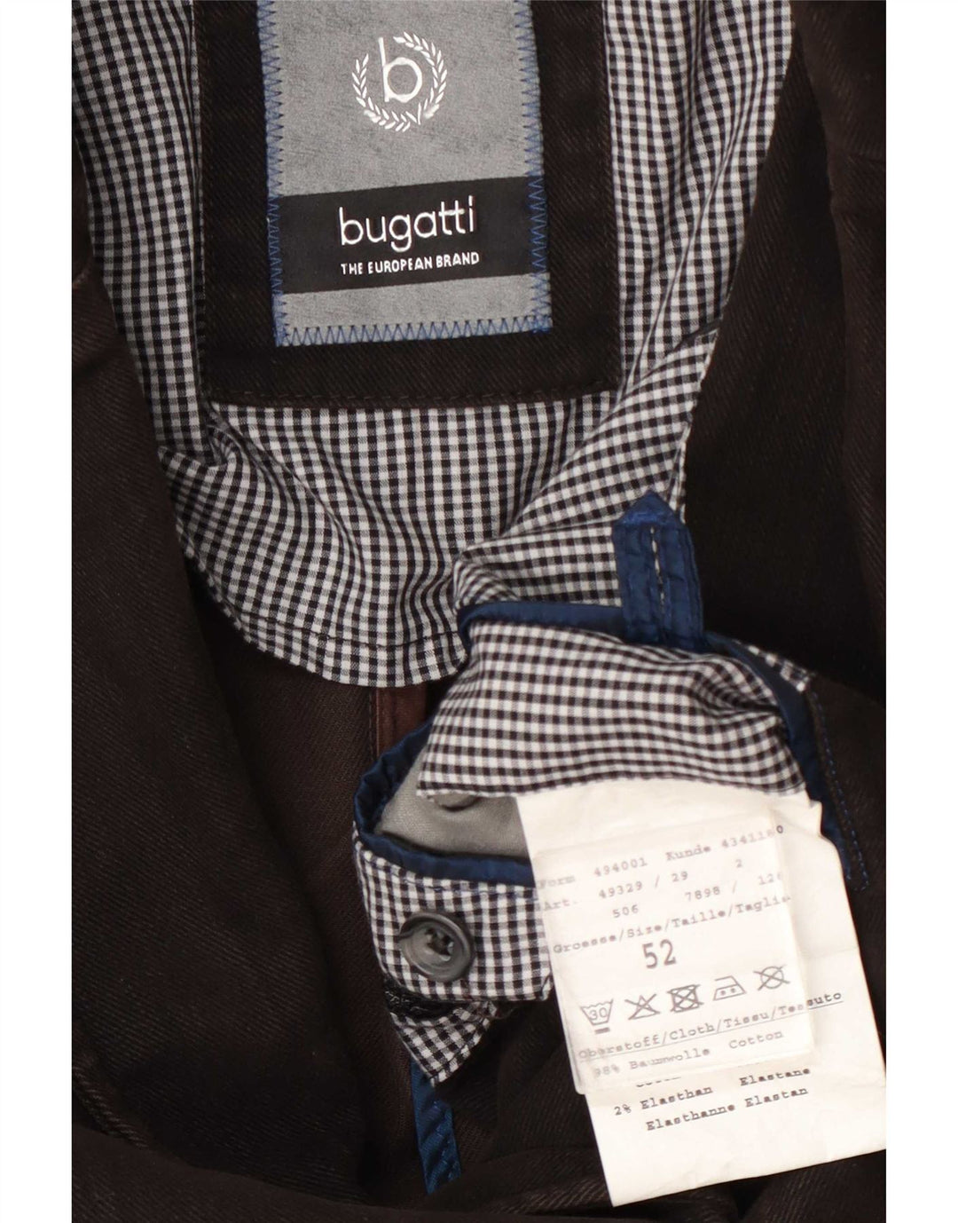 Bugatti Męska marynarka zapinana na 3 guziki EU 52 XL Brązowa bawełna