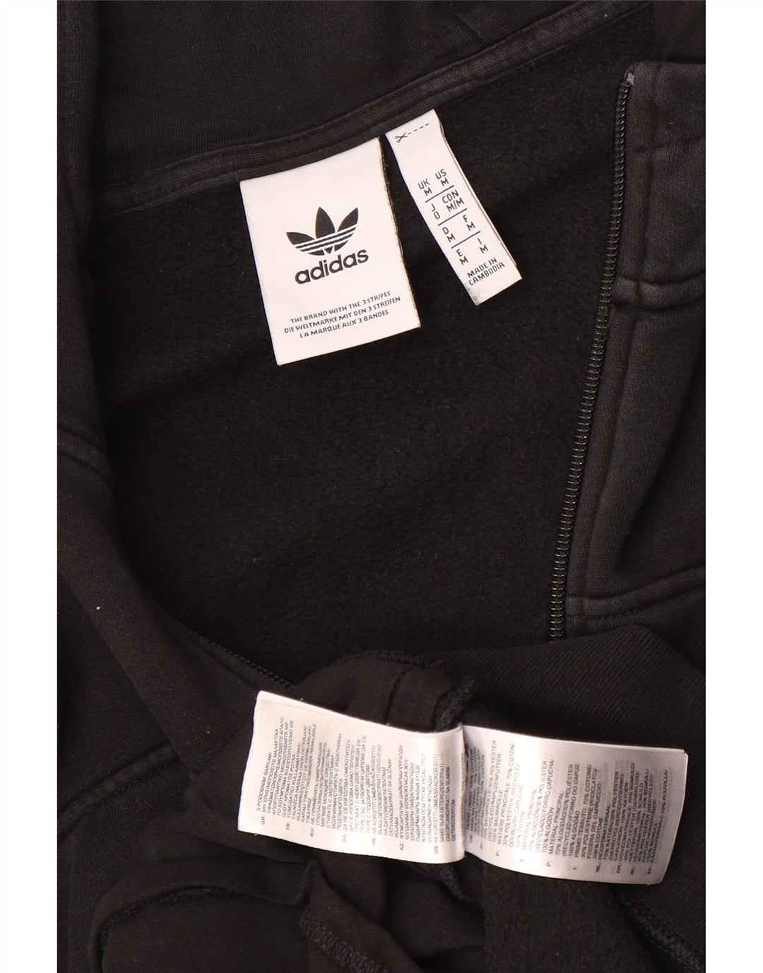 Adidas Męski sweter z kapturem i zamkiem błyskawicznym, średni czarny, bawełniany
