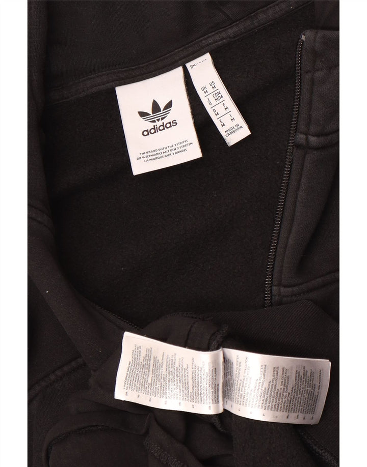 Adidas Męski sweter z kapturem i zamkiem błyskawicznym, średni czarny, bawełniany