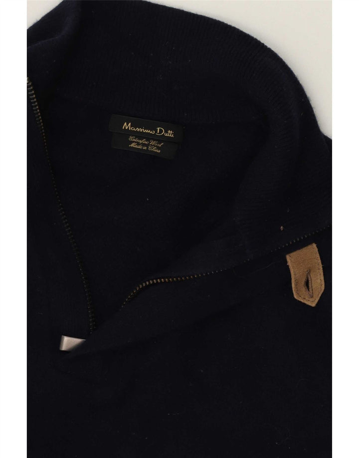 Męski sweter zapinany na zamek Massimo Dutti Średni granatowy wełniany