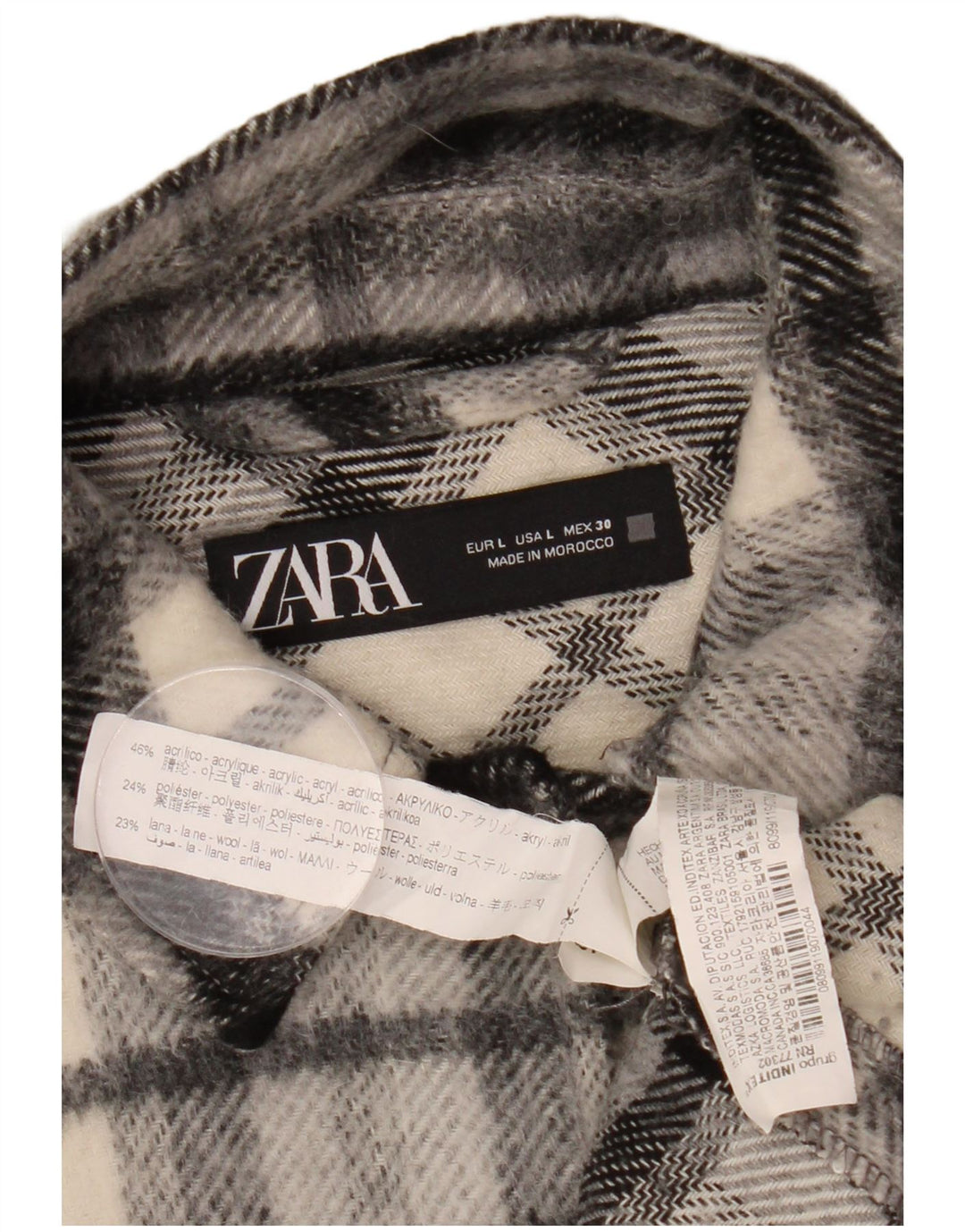 Damska koszula oversize ZARA flanelowa UK 16 w dużą czarną kratę