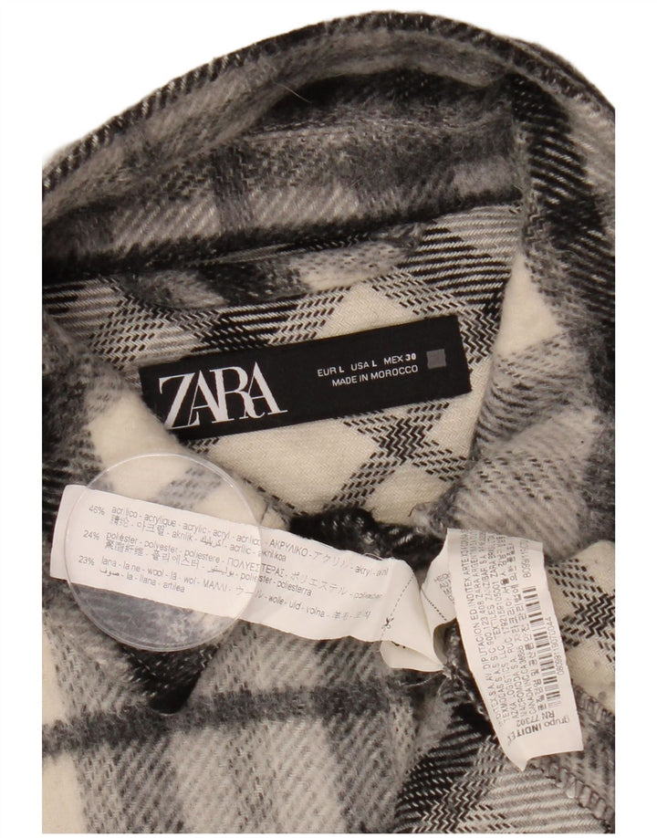 Damska koszula oversize ZARA flanelowa UK 16 w dużą czarną kratę