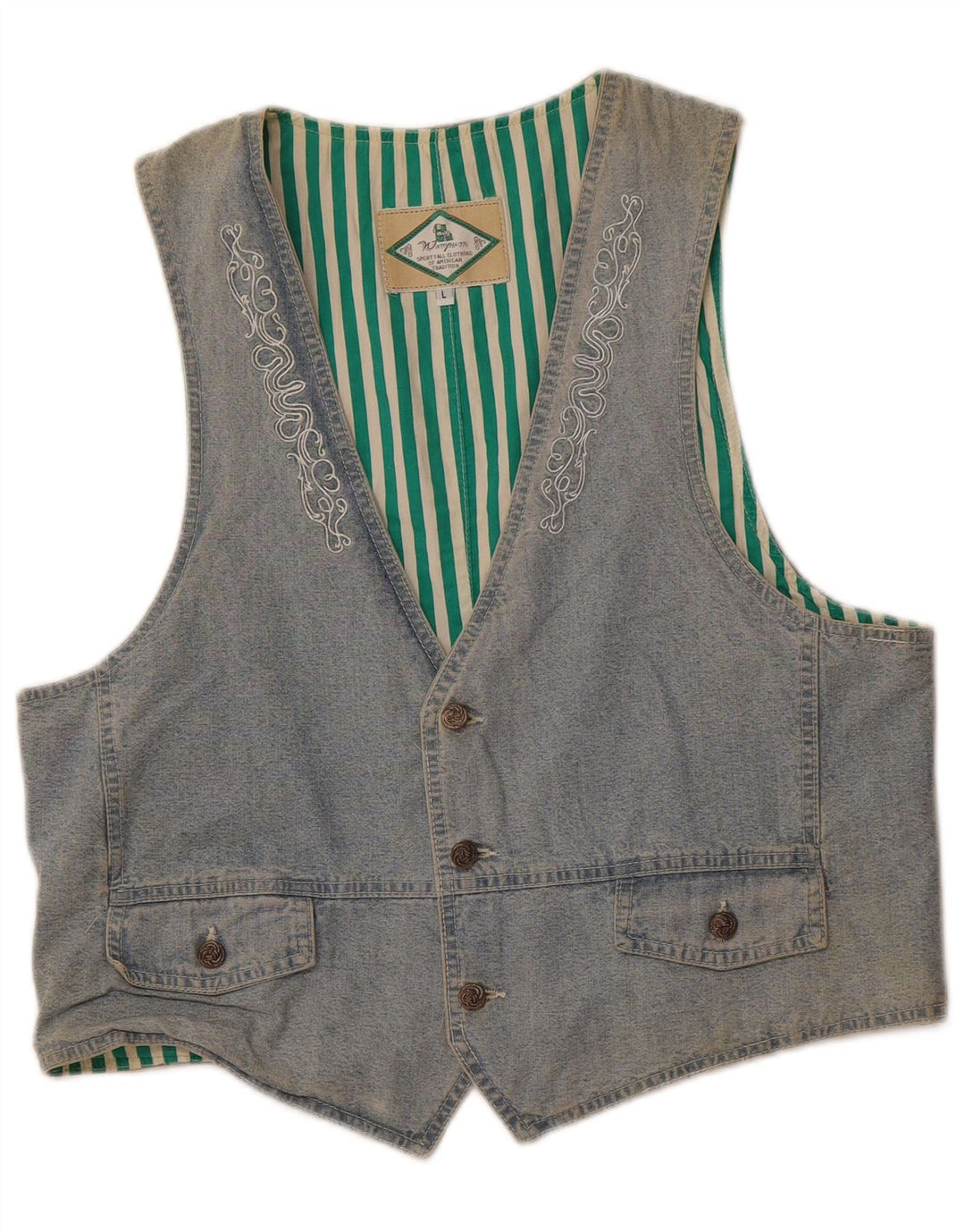 Kamizelka damska WAMPUM UK 16 duża niebieska bawełna