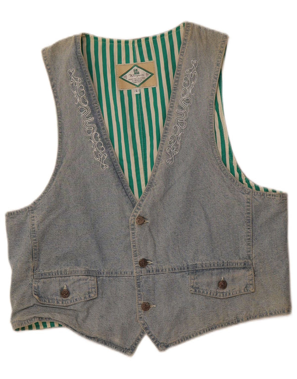 Kamizelka damska WAMPUM UK 16 duża niebieska bawełna