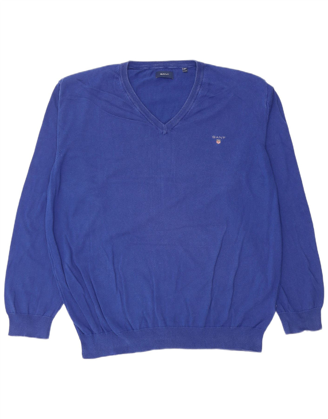 Męski sweter Gant z dekoltem w kształcie litery V, 3XL, niebieski, bawełniany
