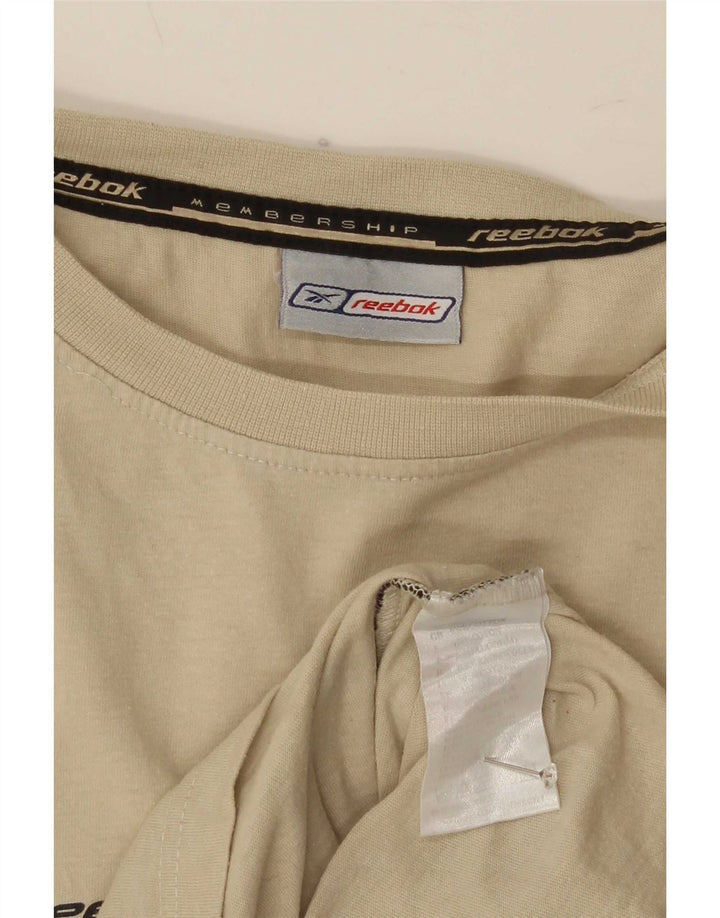 Męska koszulka Reebok z grafiką Top, średnia beżowa bawełna