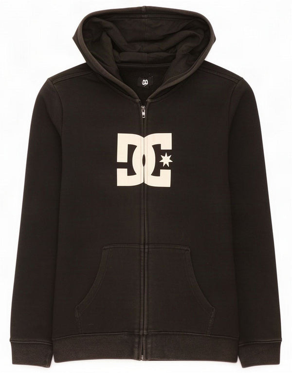 DC Damski sweter z kapturem i zamkiem błyskawicznym UK 14, duży, czarny, bawełniany