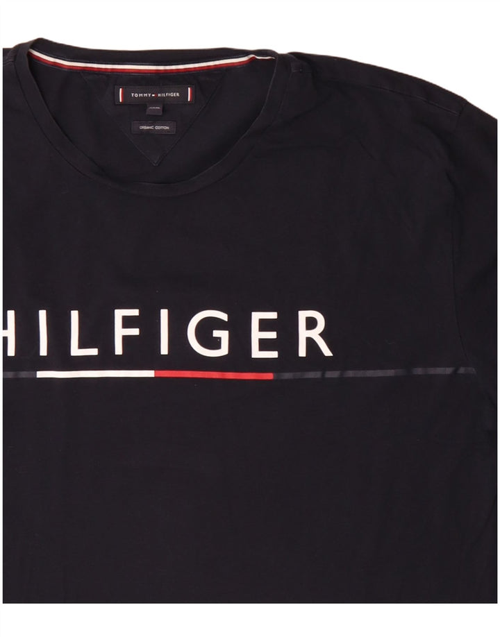 Męska koszulka z grafiką Tommy Hilfiger Top 3XL, granatowa, bawełniana