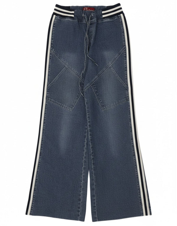 Vintage damskie dżinsy z szeroką nogawką W28 L31 w niebieskie paski