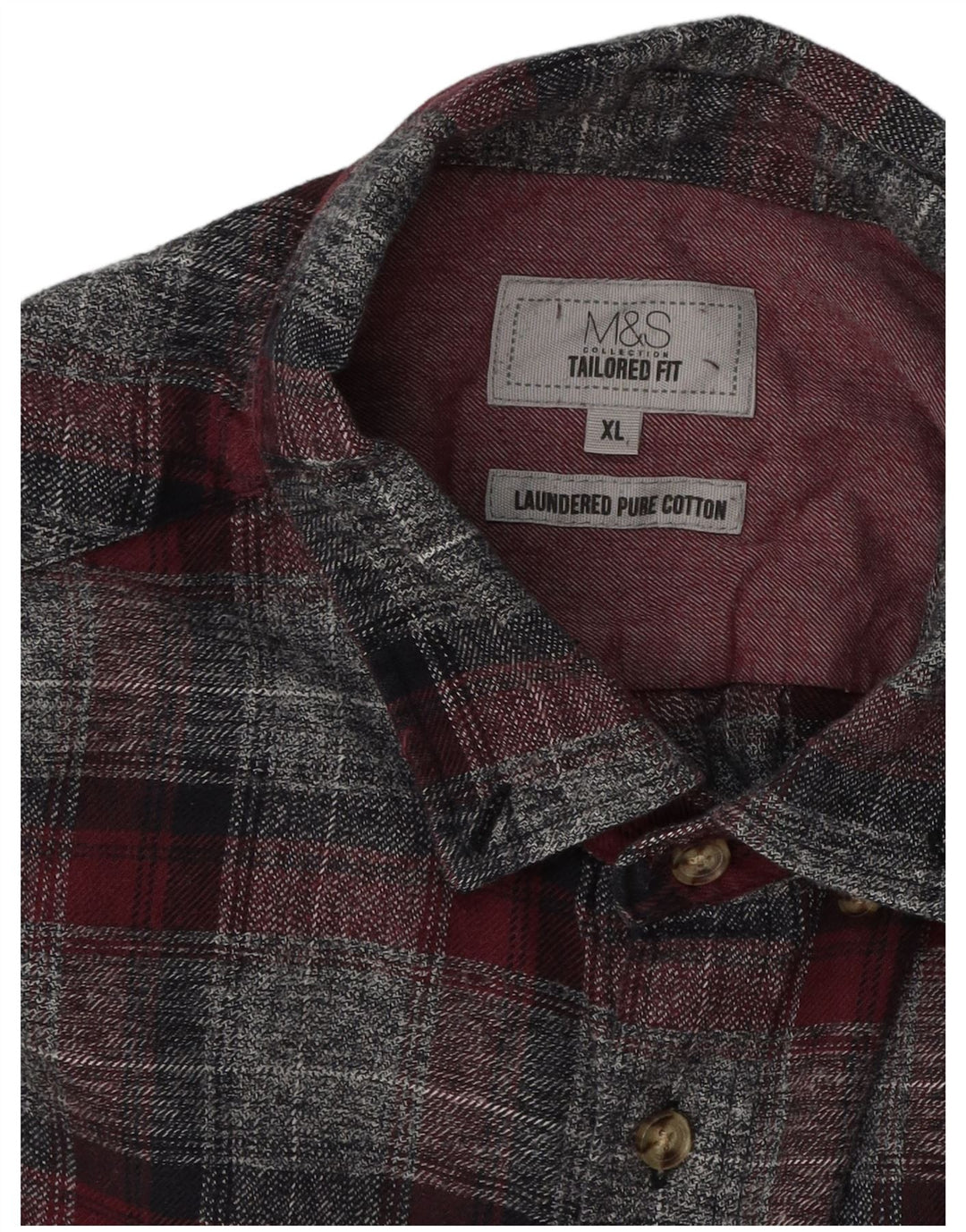 Marks & Spencer Męska koszula flanelowa XL o dopasowanym kroju, szara, bawełniana w kratkę