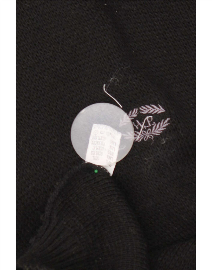 Vintage męski sweter polo XL, czarna wełna