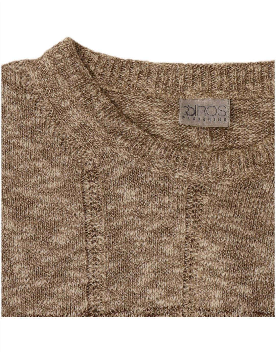 Vintage męski sweter z okrągłym dekoltem XL, beżowy, nakrapiany