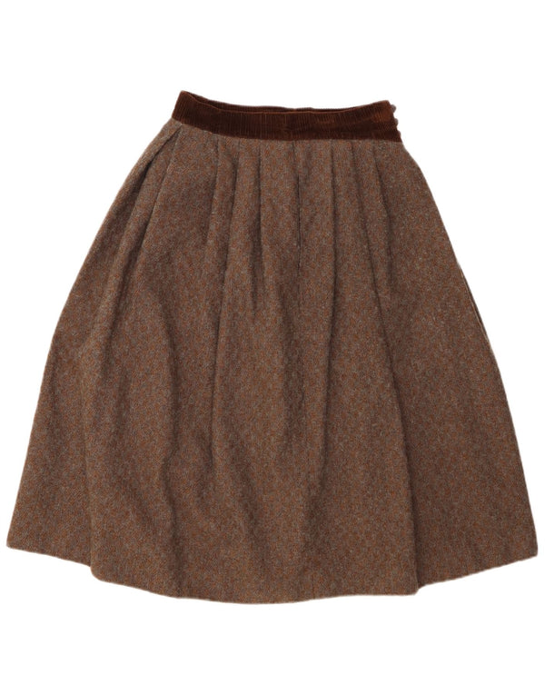 Vintage damska plisowana spódnica w kształcie litery A z wysokim stanem UK 12 Medium W26 brązowa