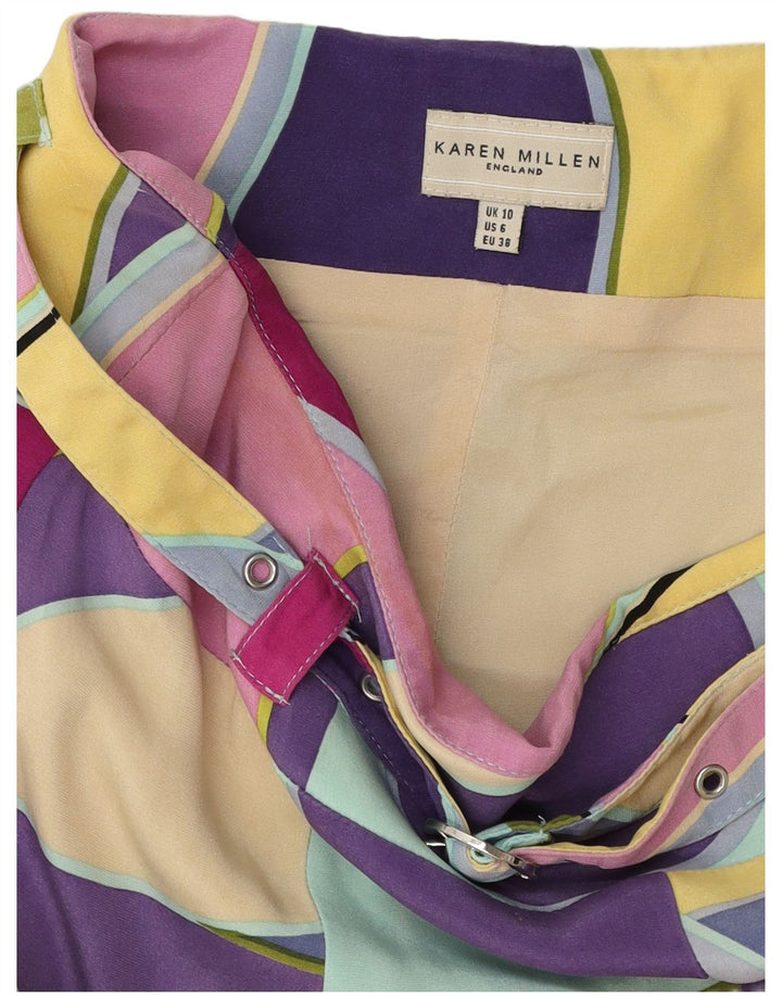 KAREN MILLEN Damska spódnica w kształcie litery A UK 10 Small W30 Wielokolorowa geometryczna