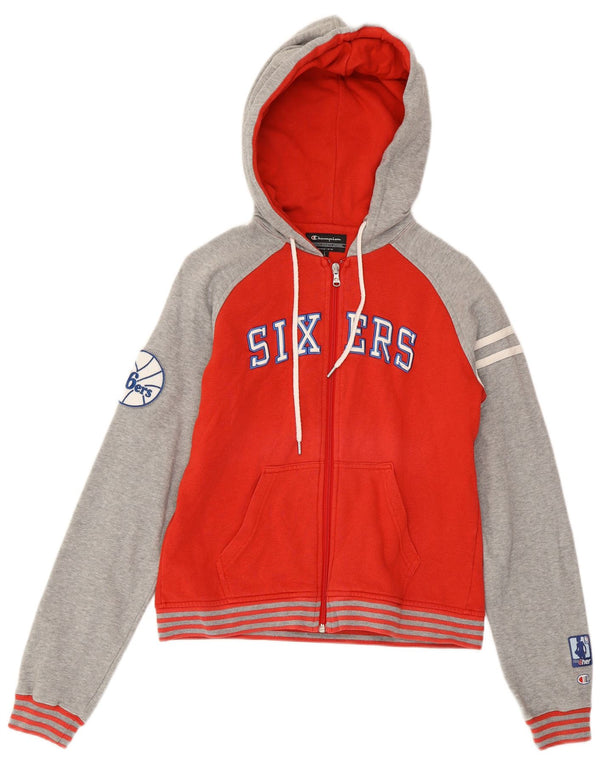 Damski sweter CHAMPION z grafiką i zamkiem błyskawicznym UK 14, duży czerwony blok kolorów