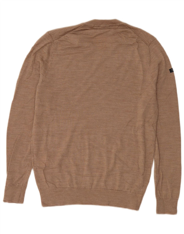 Męski sweter Superdry z dekoltem w kształcie litery V, średnio beżowa wełna merynosowa