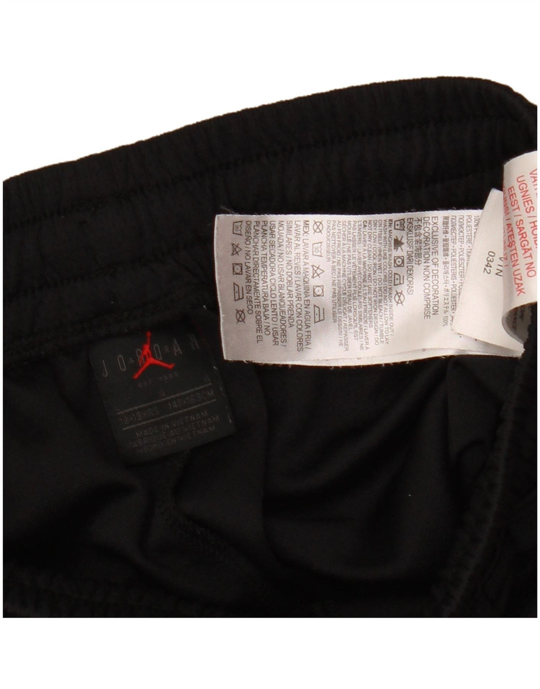 Chłopięce spodenki sportowe Jordan 12-13 lat, duże, czarne, z blokami kolorów, poliestrowe