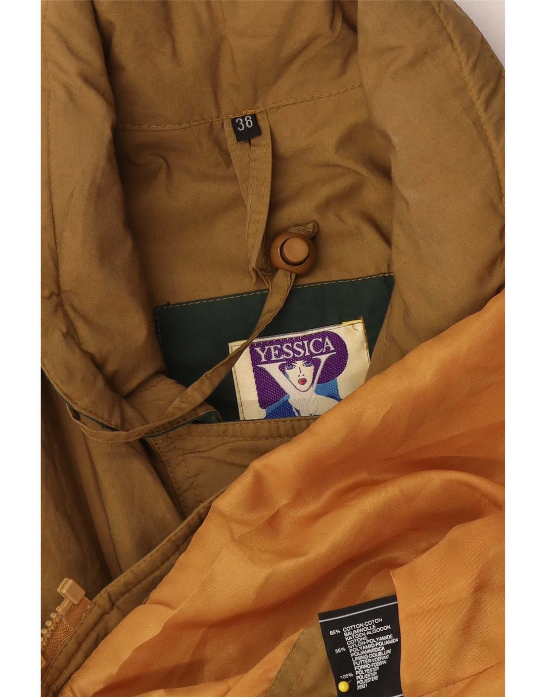 Damski trencz oversize Yessica EU 38, bawełna w kolorze średniego khaki
