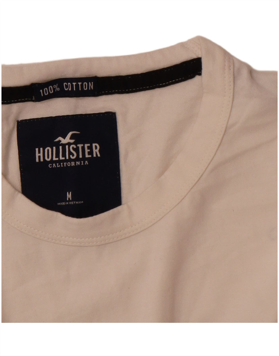 HOLLISTER Męski graficzny top z długim rękawem, bawełniany w kolorze średniej bieli