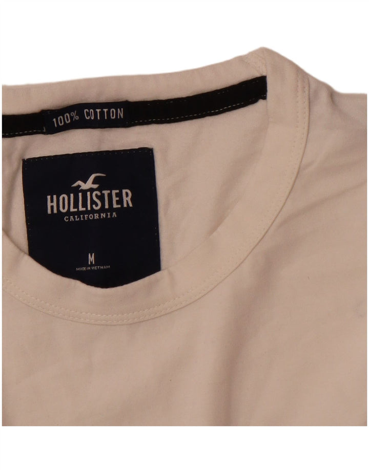 HOLLISTER Męski graficzny top z długim rękawem, bawełniany w kolorze średniej bieli