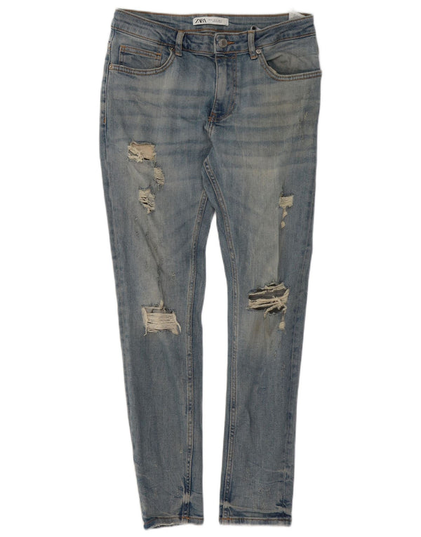 Męskie jeansy Zara w trudnej sytuacji, EU 40 Medium W31 L29, niebieska bawełna