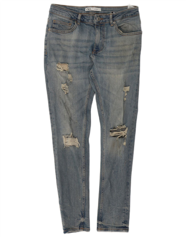Męskie jeansy Zara w trudnej sytuacji, EU 40 Medium W31 L29, niebieska bawełna