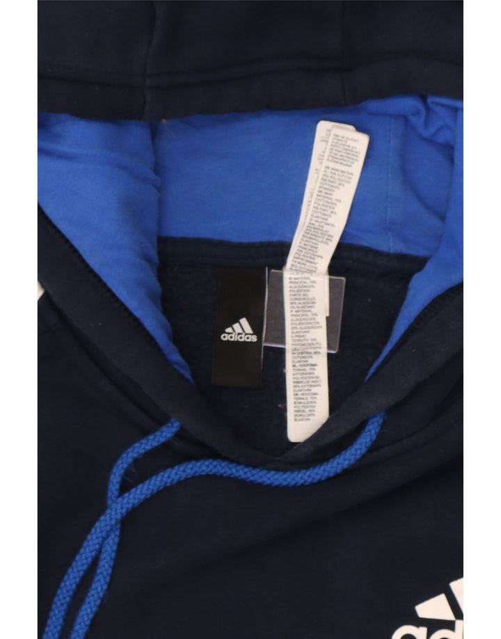 Męska bluza z kapturem Adidas, średnia, granatowa, bawełniana