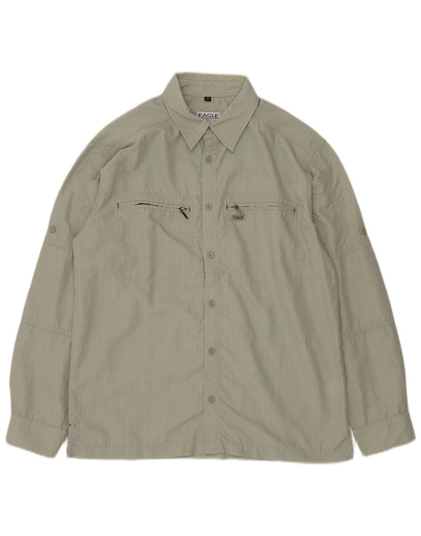 Koszula męska VINTAGE Średni zielony materiał w kratkę, poliamid