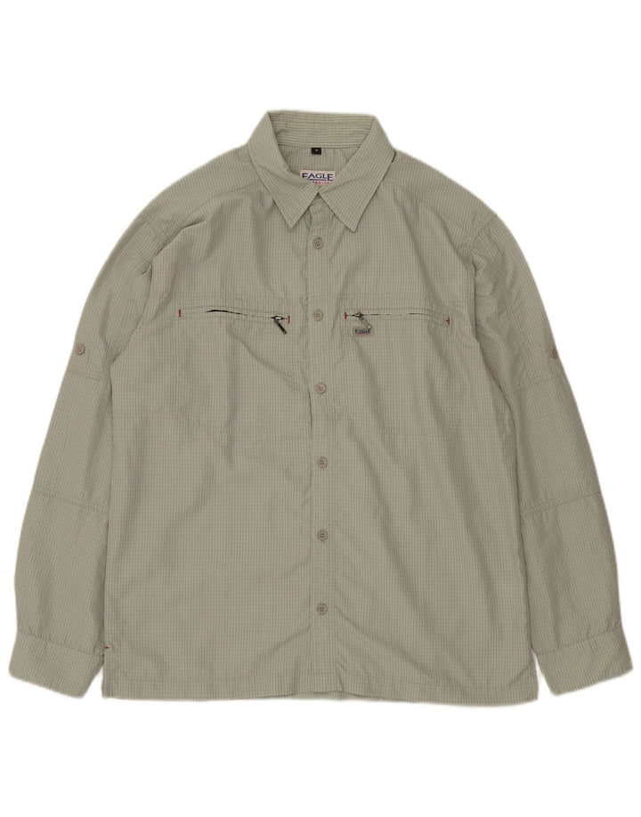 Koszula męska VINTAGE Średni zielony materiał w kratkę, poliamid