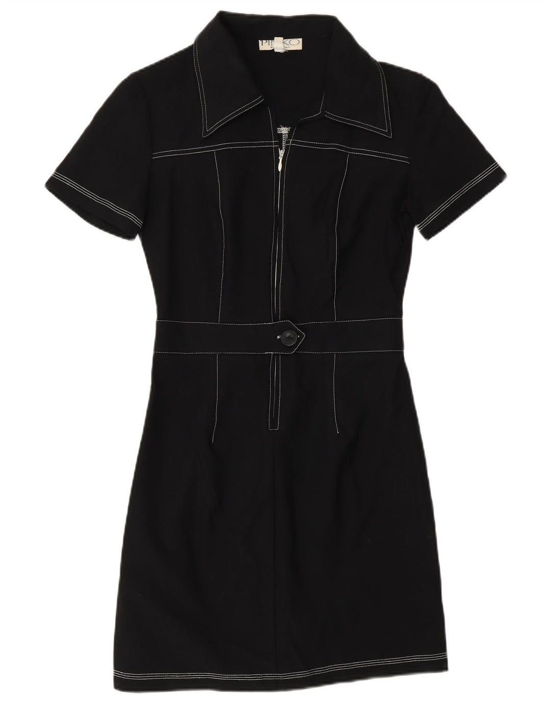 Damska sukienka z krótkim rękawem Pinko UK 12 Średni czarny poliamid