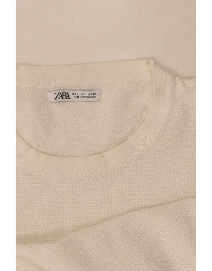 Męski T-shirt Zara, duży, biały