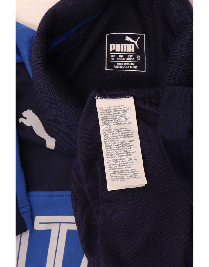 Męska koszulka polo Puma Italia z grafiką, średnia, granatowa, bawełniana
