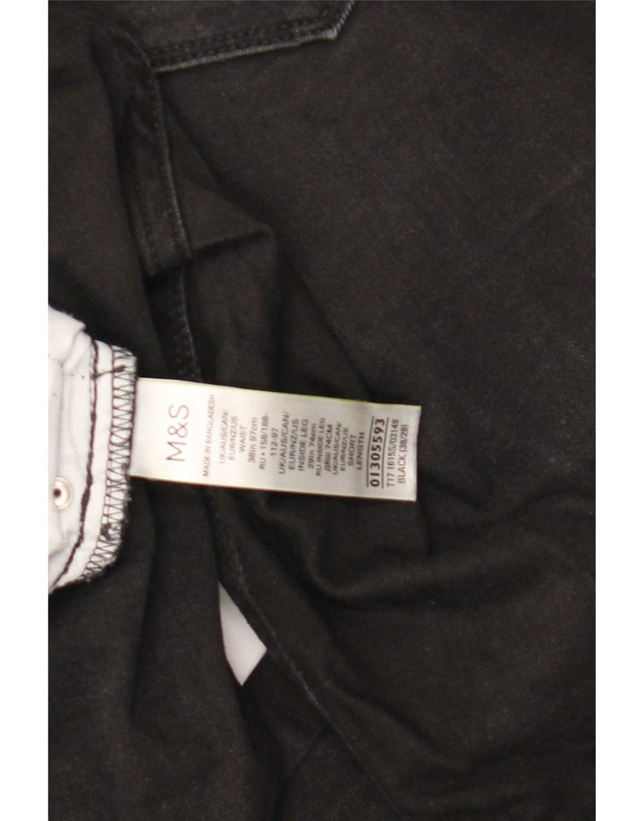 Marks & Spencer Męskie jeansy slim W38 L29 Czarne bawełniane