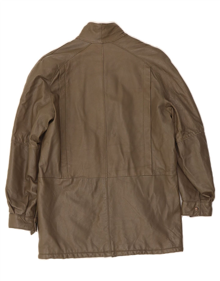VINTAGE Mens Leather Jacket IT 44 XS Khaki Vintage Vintage and Second-Hand Vintage from Messina Hembry 