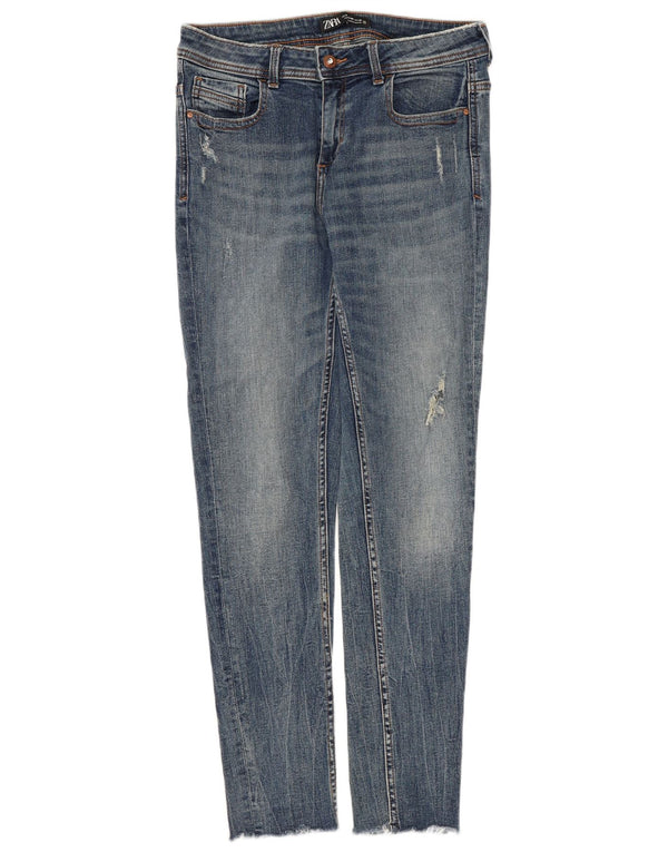 Damskie jeansy rurkowe Zara w trudnej sytuacji EU 40 Medium W30 L28 Niebieskie