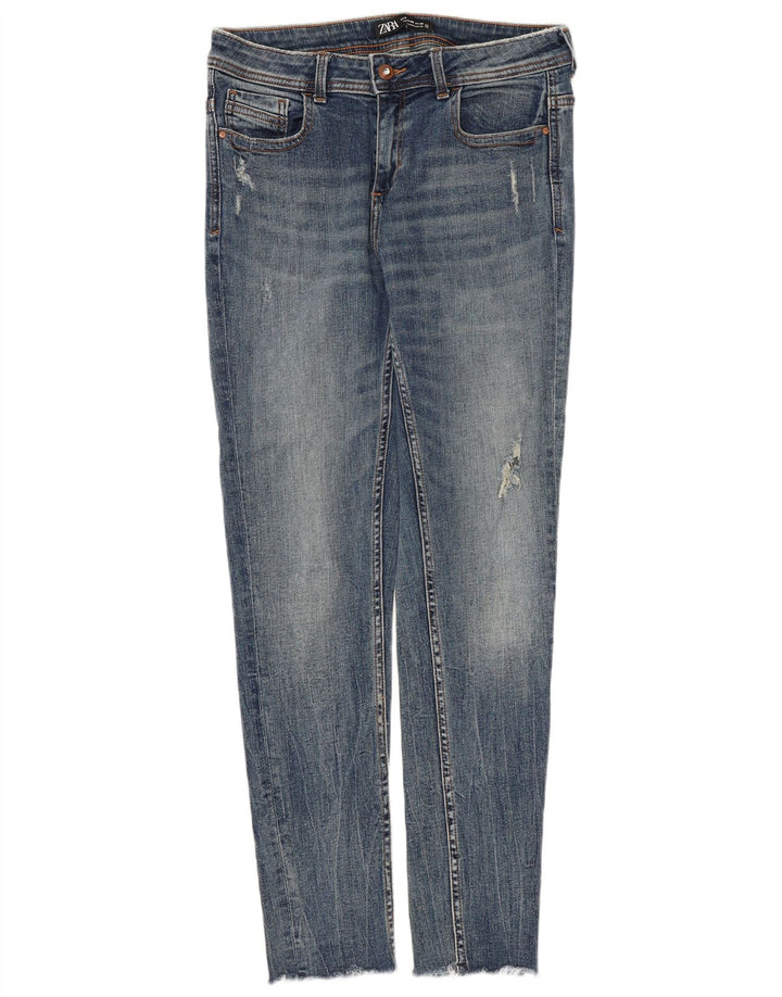 Damskie jeansy rurkowe Zara w trudnej sytuacji EU 40 Medium W30 L28 Niebieskie
