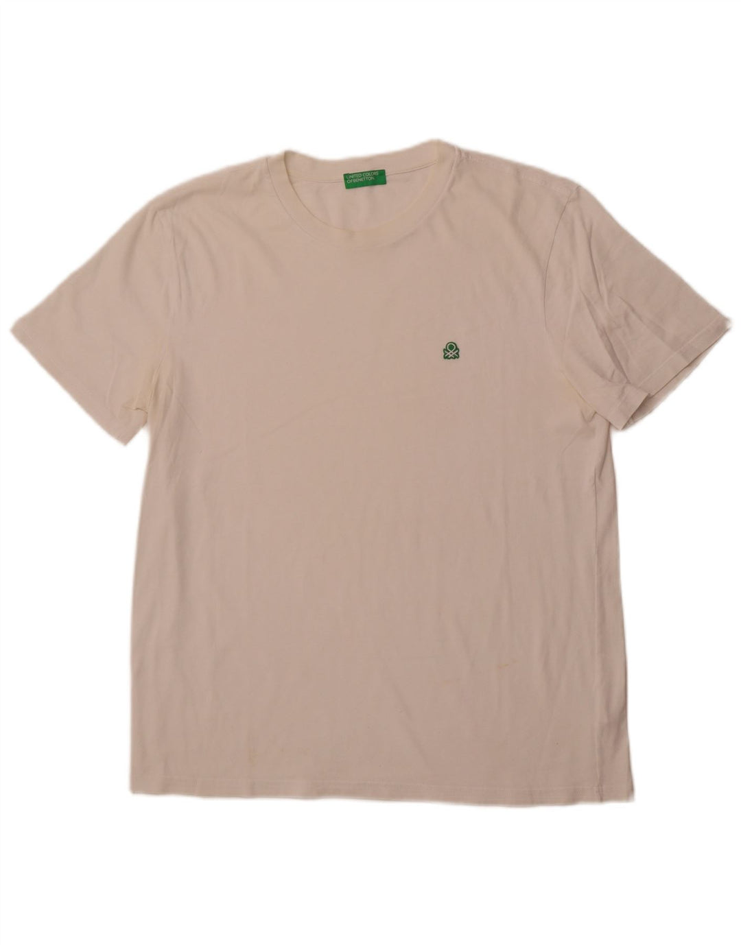 BENETTON Męski T-shirt Top Duży Biały Bawełniany