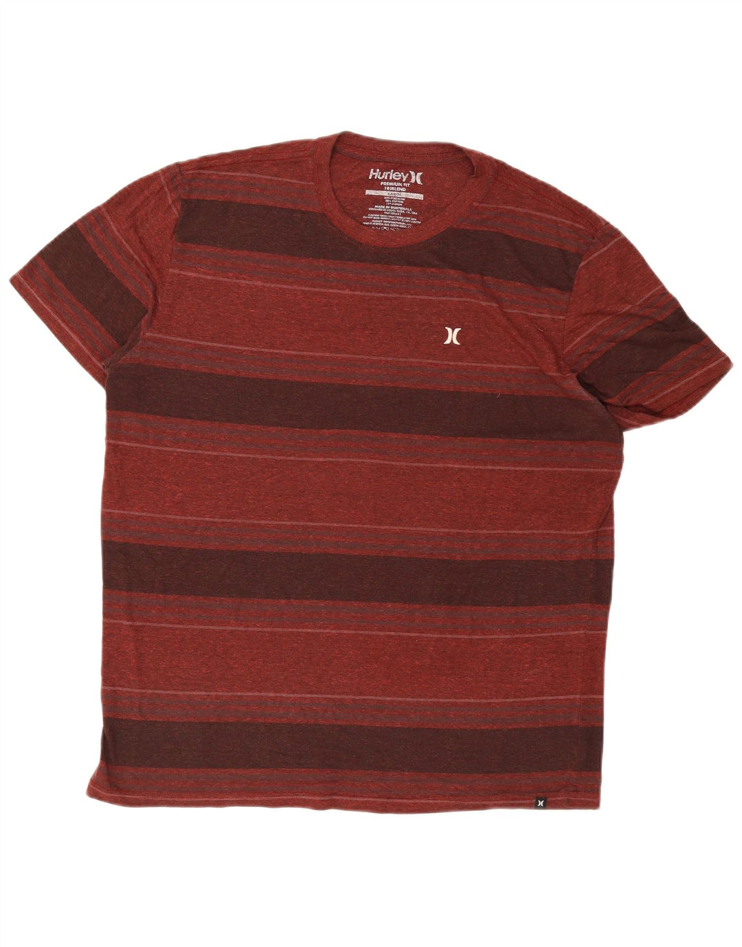 Męski T-shirt Hurley Premium Fit, duży, bordowy poliester w paski