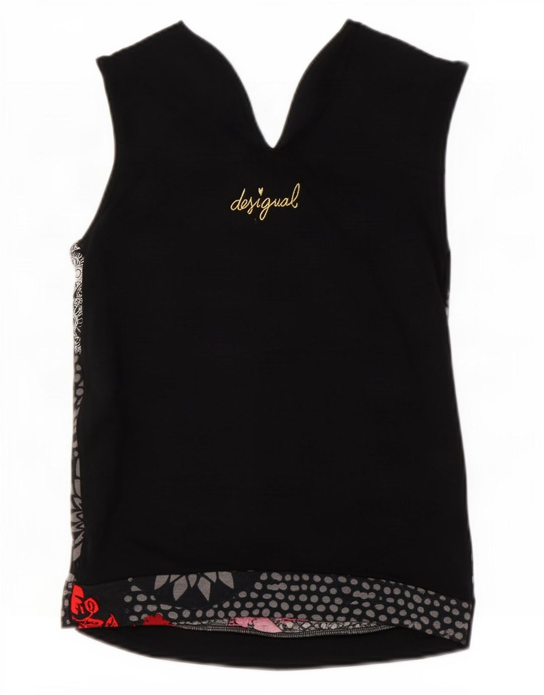 Damska bluzka bez rękawów Desigual Top UK 12 Medium Black Floral