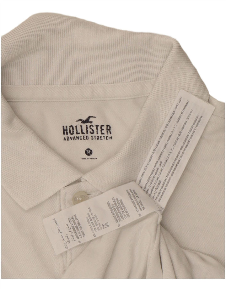 Męska koszulka polo Hollister, średnia, biała, bawełniana
