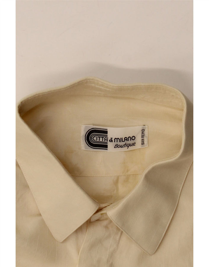 SAN REMO Mens Shirt Medium Beige Striped Vintage San Remo and Second-Hand San Remo from Messina Hembry 