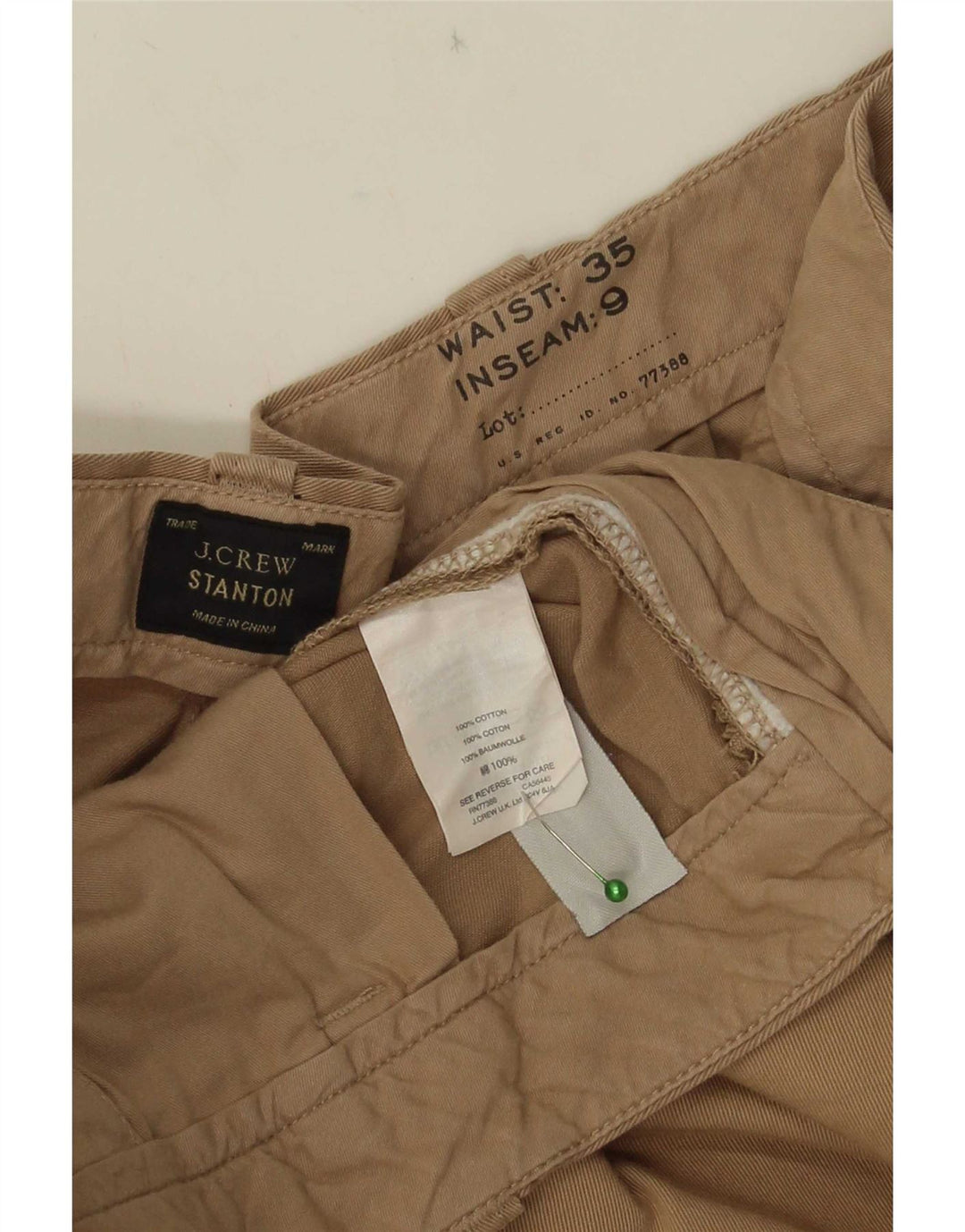 Męskie spodenki J. Crew Stanton Chino W35, duże, beżowe, bawełniane