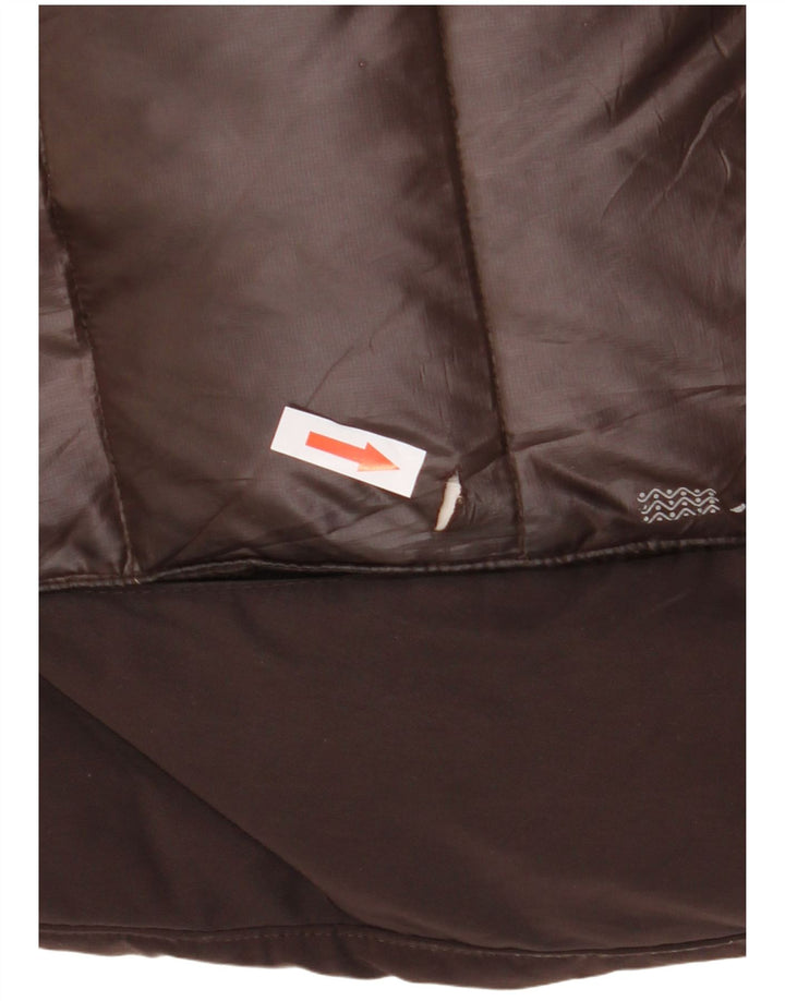 Damska ocieplana kurtka z kapturem Geox UK 8, mały, brązowy poliester w blokach kolorów