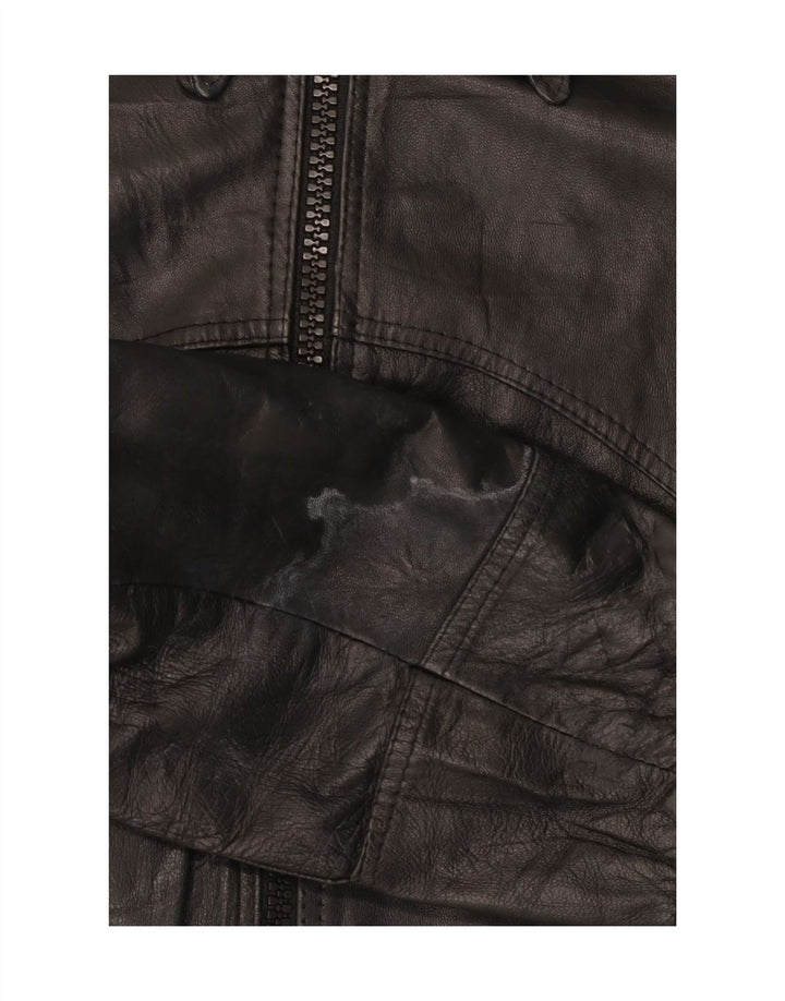 Damska kurtka skórzana typu bomber w stylu vintage IT 50 XL, czarna skóra