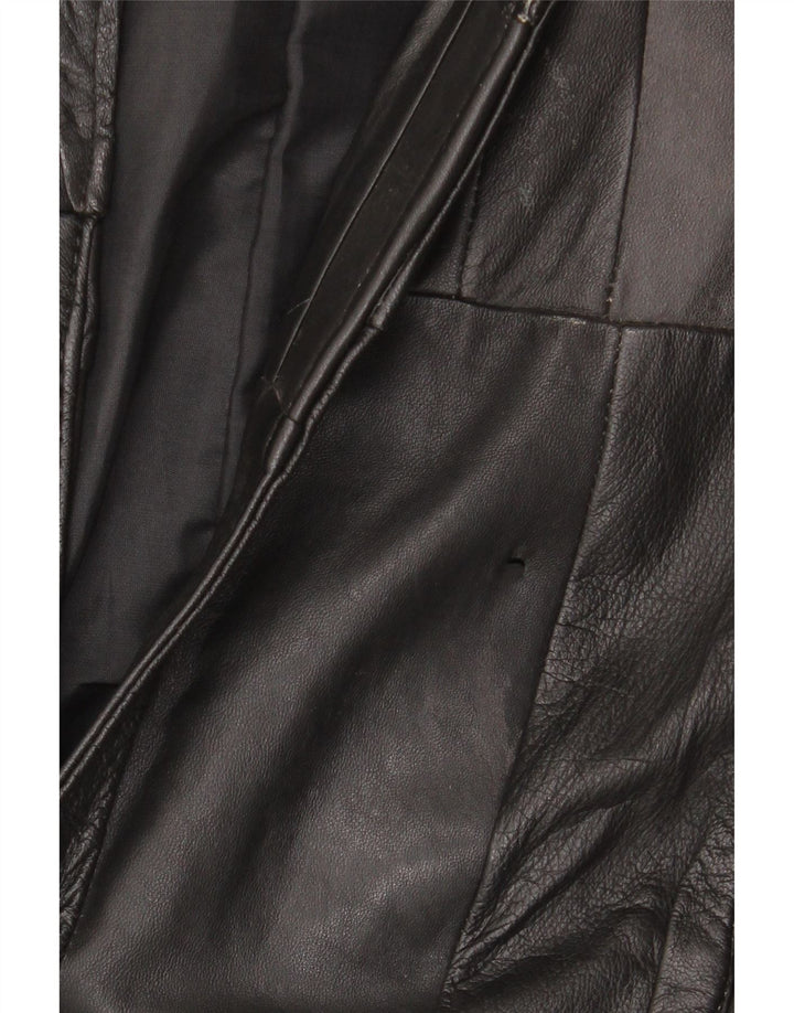 Męska kamizelka skórzana VINTAGE UK 38, średnia czarna patchworkowa