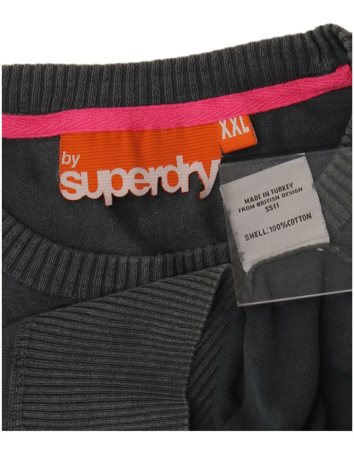 SUPERDRY Męski sweter z okrągłym dekoltem, 2XL, szara bawełna